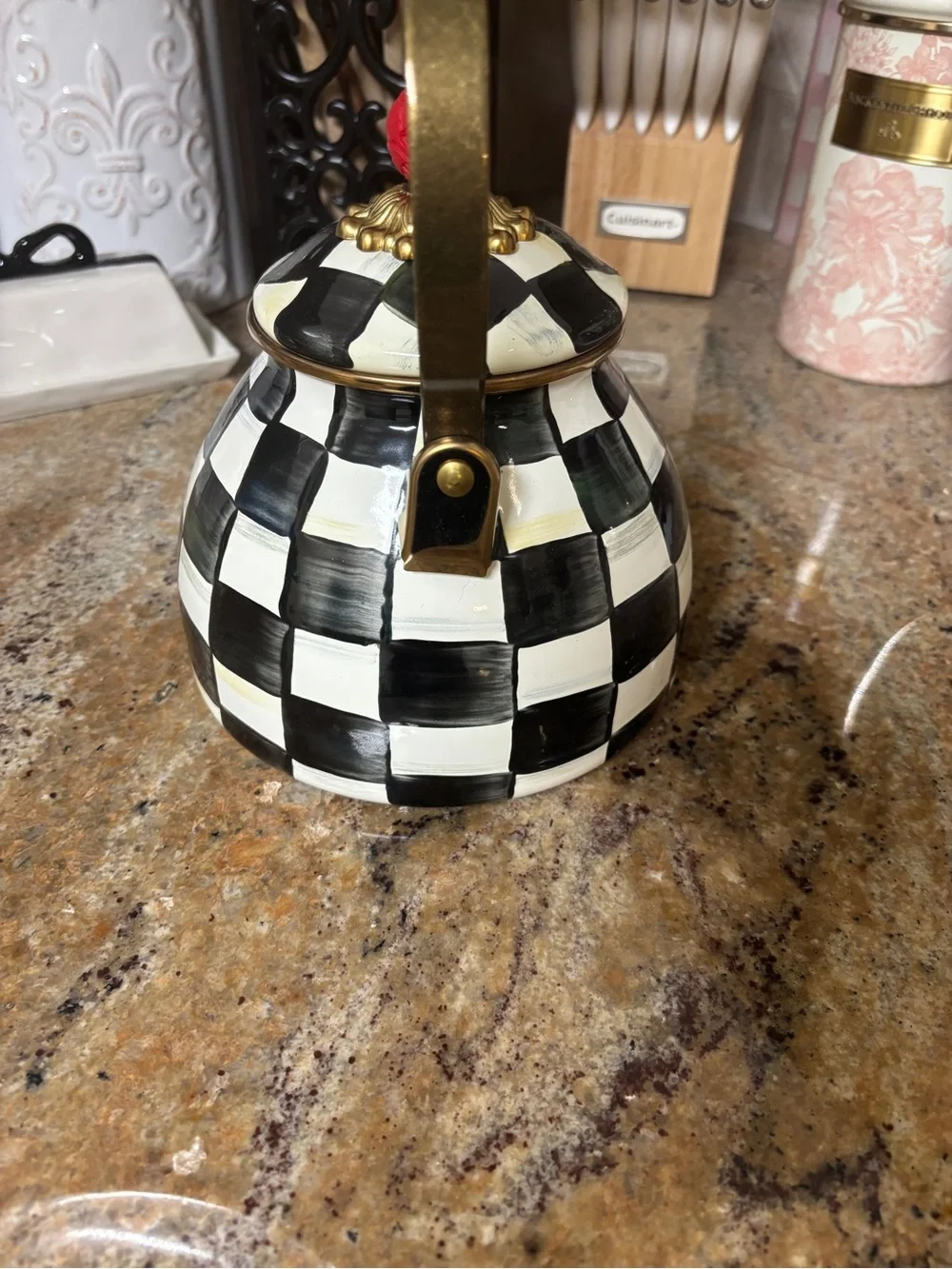 NEW! MacKenzie-Childs Courtly Check 2 Quart Tea Kettle